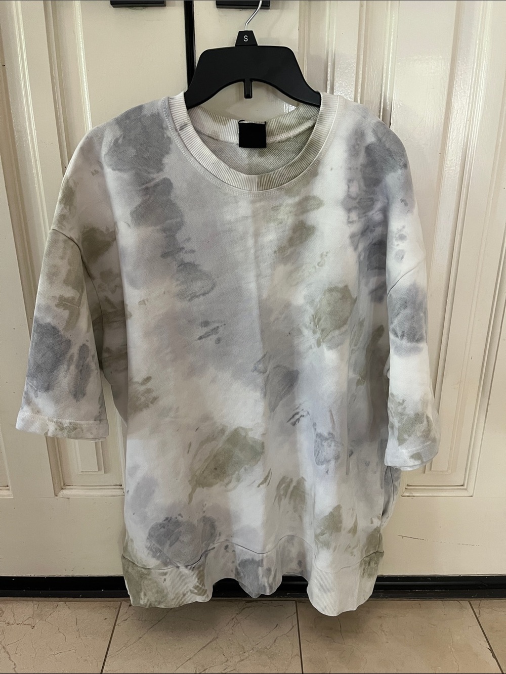 Zara White Tie-Dye Short Sleeve Sweatshirt